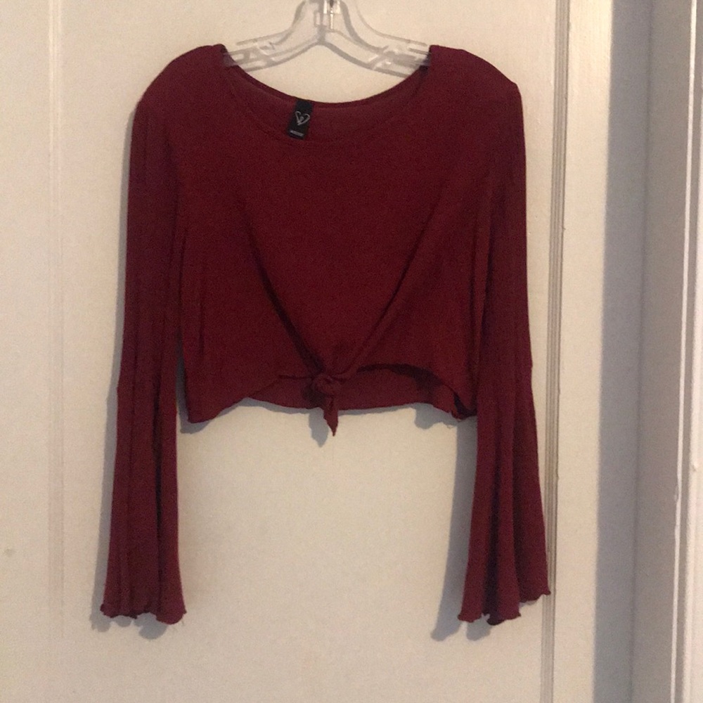 cute long sleeve red crop top